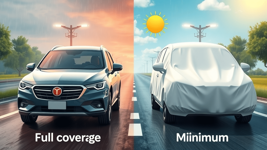 auto insurance full coverage vs minimum, two vehicles comparative coverage visual