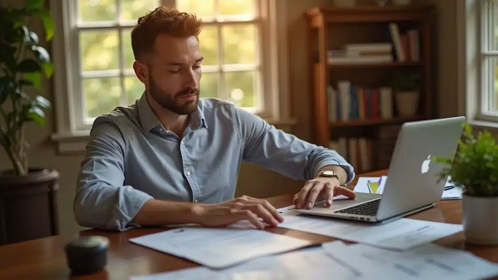 Homeowner in Columbia SC comparing insurance policy options and coverage