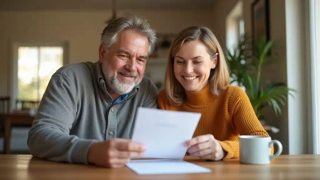 South Carolina homeowners reviewing a home insurance policy at their home in Columbia
