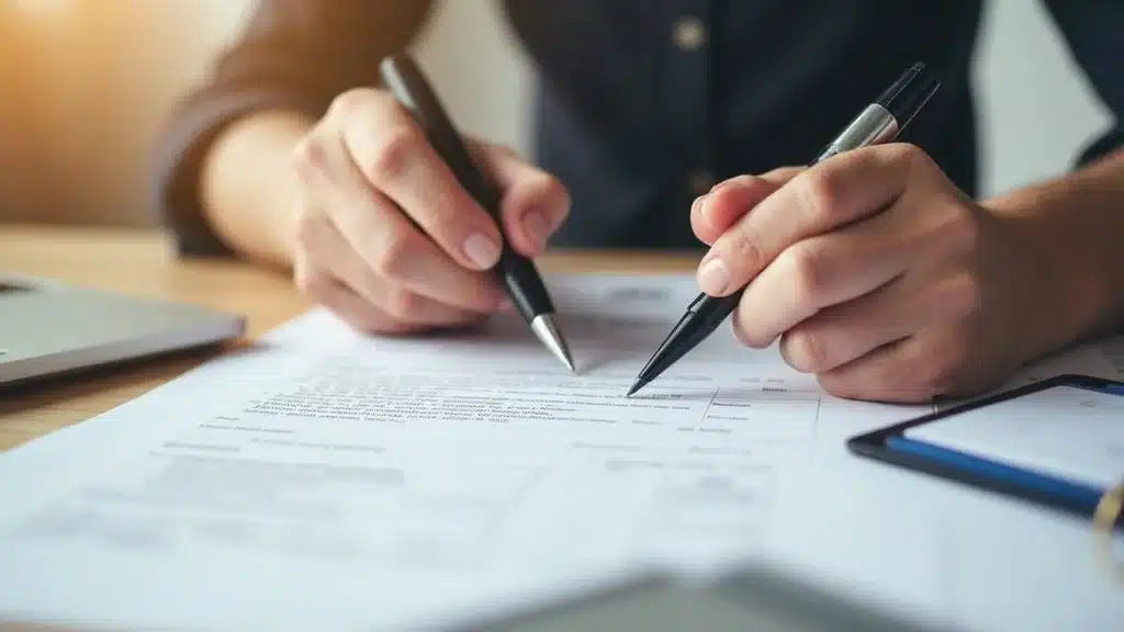 Organized Columbia SC homeowner finalizing home insurance documents