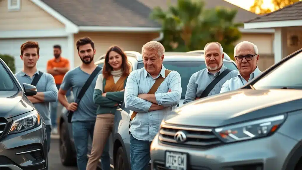 Drivers of different ages and vehicles in Columbia, SC — showing personal factors affecting insurance premium in 2026