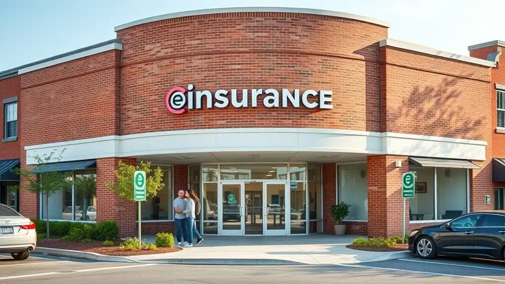 Modern insurance agency office facade in downtown Lexington, SC, representing earthquake insurance providers and resources