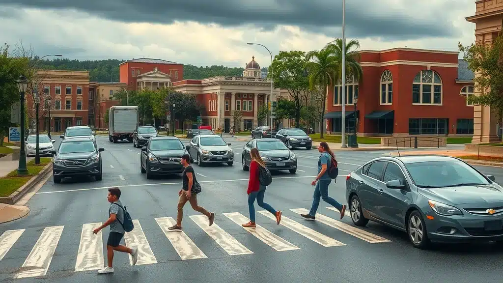 Columbia SC university area with traffic and storm — insurance risk factors in 2026