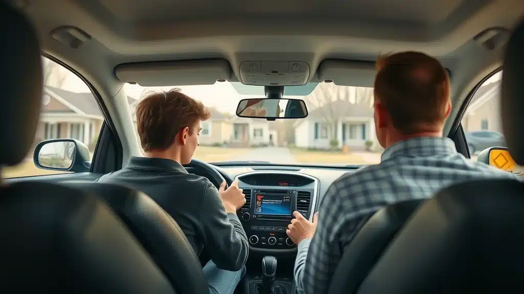 Teen driver learning to drive safely in Lexington SC under parent supervision for car insurance requirements
