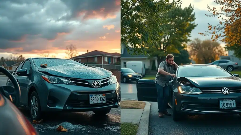 Lexington SC driver with hail-damaged car and another with collision damage in local neighborhood