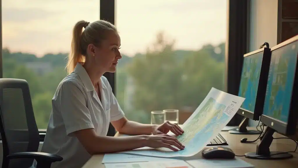 Insurance agent reviewing Lexington SC flood maps home insurance discussion