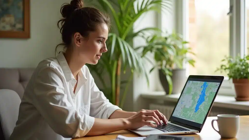 Lexington homeowner checking flood map online home insurance flood zone
