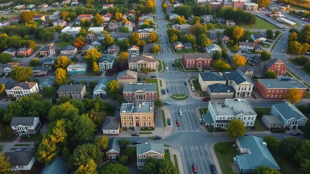 Aerial view of Columbia SC neighborhoods showing local car insurance premium variations