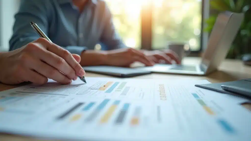 Detailed credit report and insurance documents on a tidy desk in Lexington SC, reflecting how paperwork and credit reports are central to insurance rates