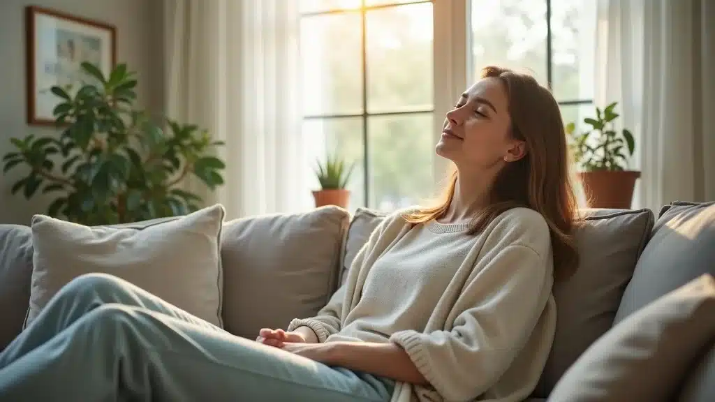 Lexington SC resident enjoying peace of mind with renters insurance protection in cozy living room